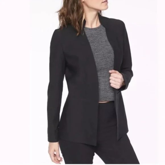 Athleta Jackets & Blazers - Athleta Sz 0 Cosmic Blazer Open Front Black Stretch Travel Work Jacket